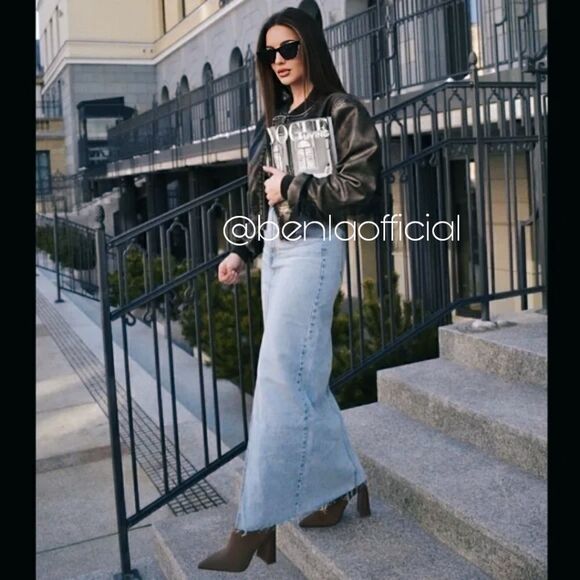 Zara DENIM SKIRT TRF LONG SKIRT DENIM - Picture 8 of 14